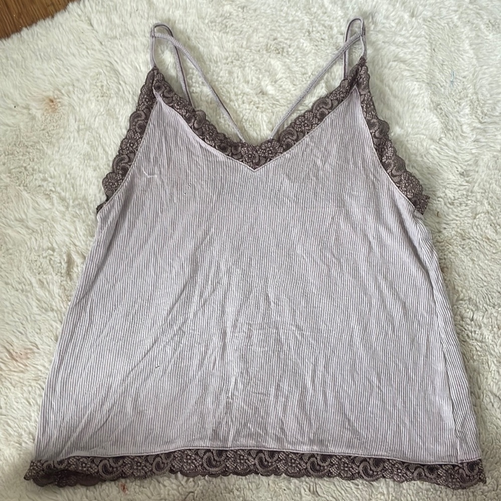 American Eagle Soft&Sexy Ribbed Purple Lace Tank